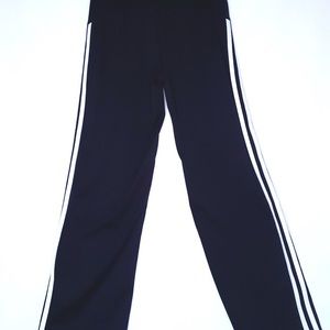 💎Adidas Juniors Black Track Pants Classic 3-White Stripe Sides Straight Leg Med
